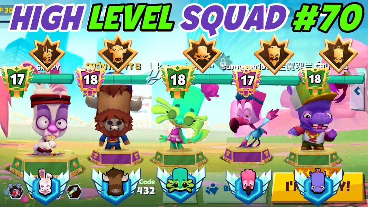 *Level 17,18,17,18,16* | Skippy | Tony  | Buck | Lizzy | Milo | High Level Squad #70 | ZOOBA