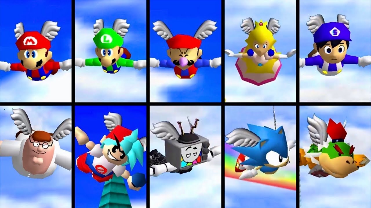 35 Characters Wing Cap Animations - Super Mario 64 PC Port