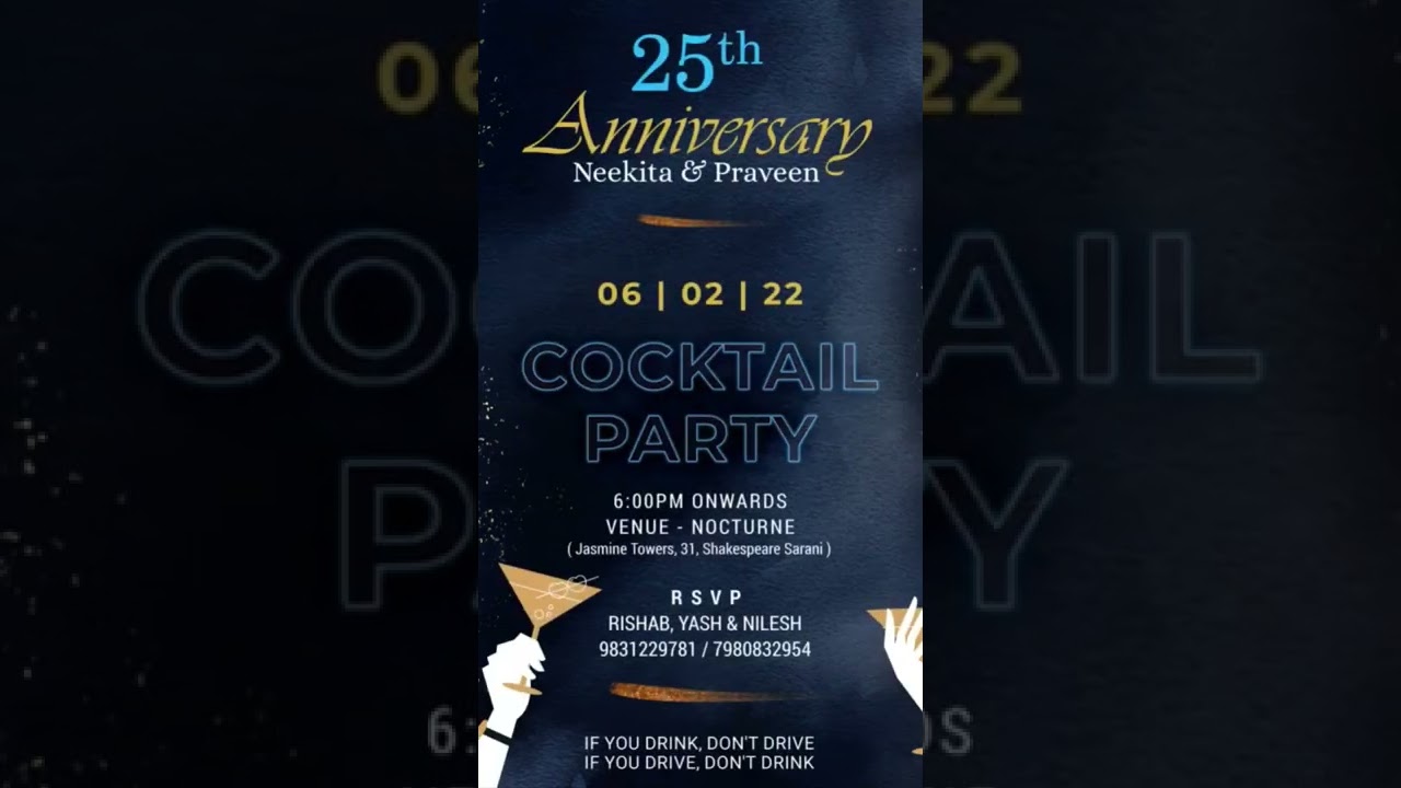 Dazzling with best Invite for your 25th Anniversary Coctail Party!