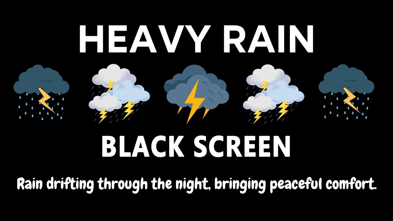 Dark Night Rain and Rolling Thunder | BLACK SCREEN | Rest Well