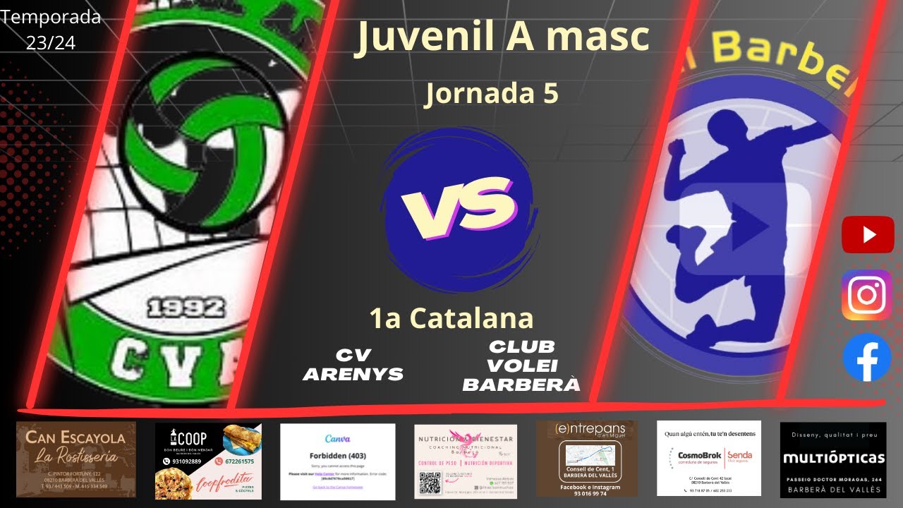 CV Arenys vs CV Barberà, juvenil A masculí, 2/3/24, 1a catalana, #Aymibarberà!!