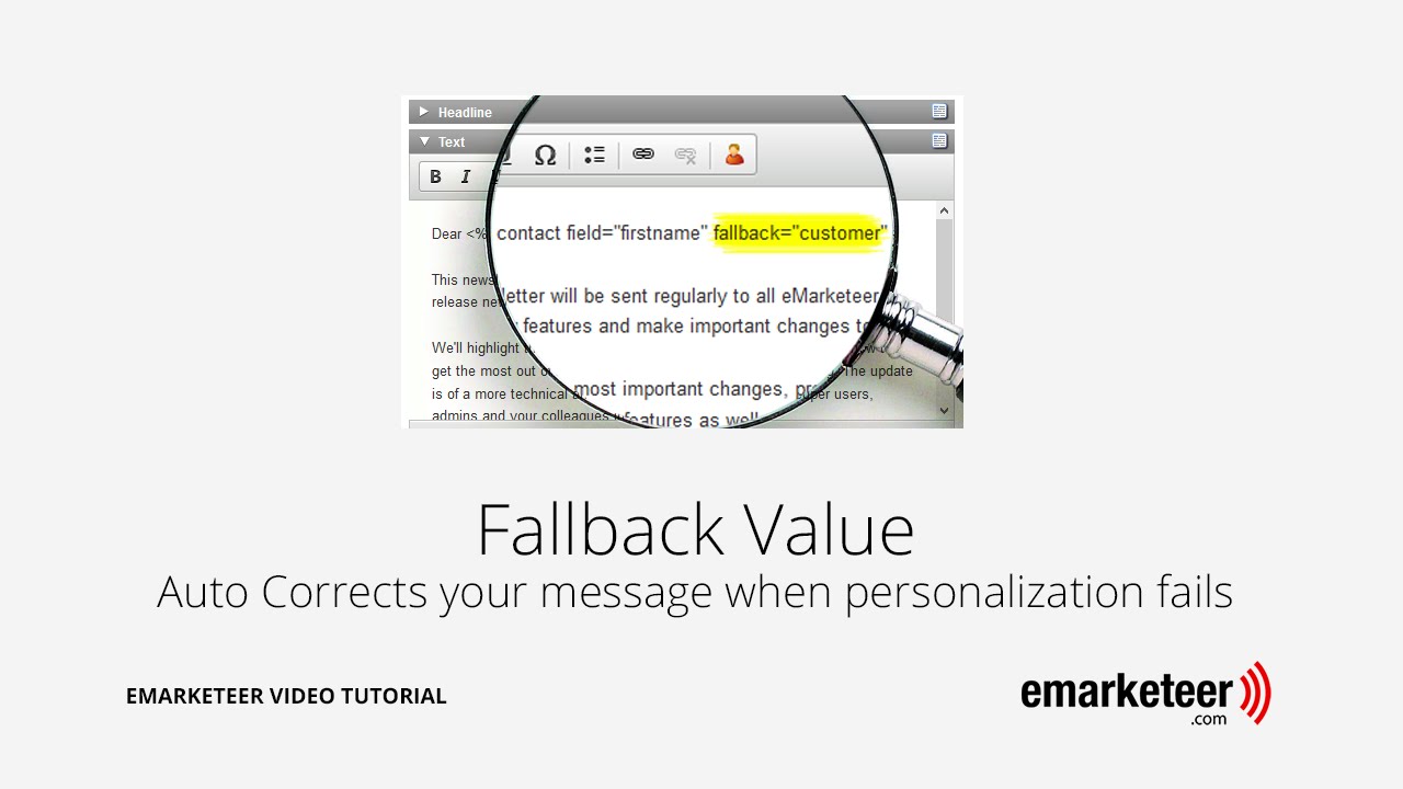How to set a fallback value for personalized content in eMarketeer