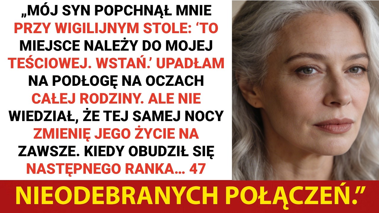 Mój syn odepchnął mnie przy wigilijnym stole: „To miejsce jest dla mojej teściowej, wynoś się.”...