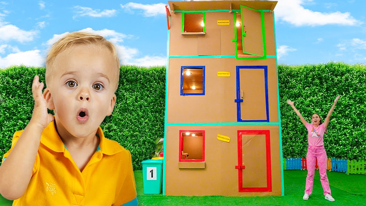 Maison géante en carton - Des aventures amusantes pour les enfants !