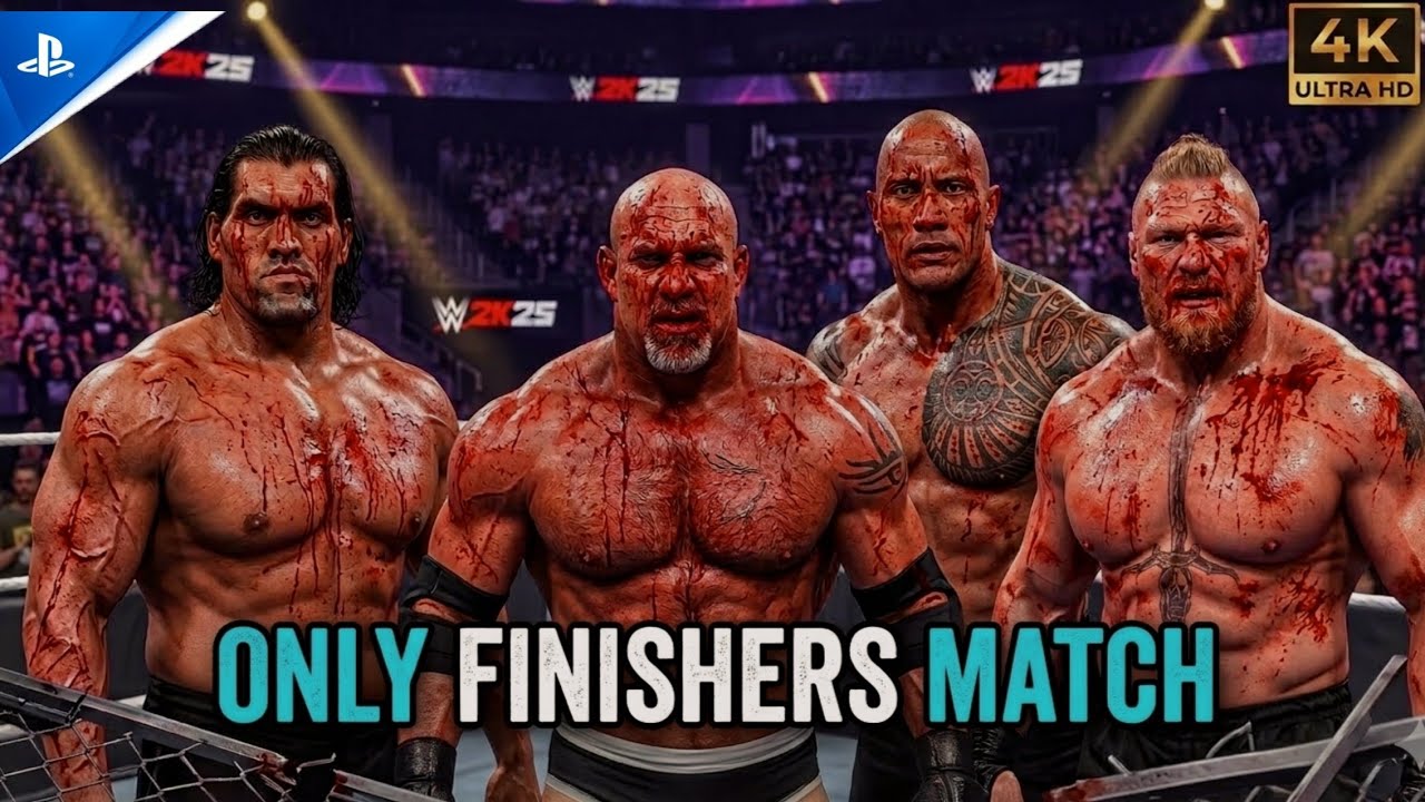 Who Will Survive This Match? Goldberg vs Brock vs Rock vs Khali – WWE 2K25 😱#wwe #wwe2k25#gaming 