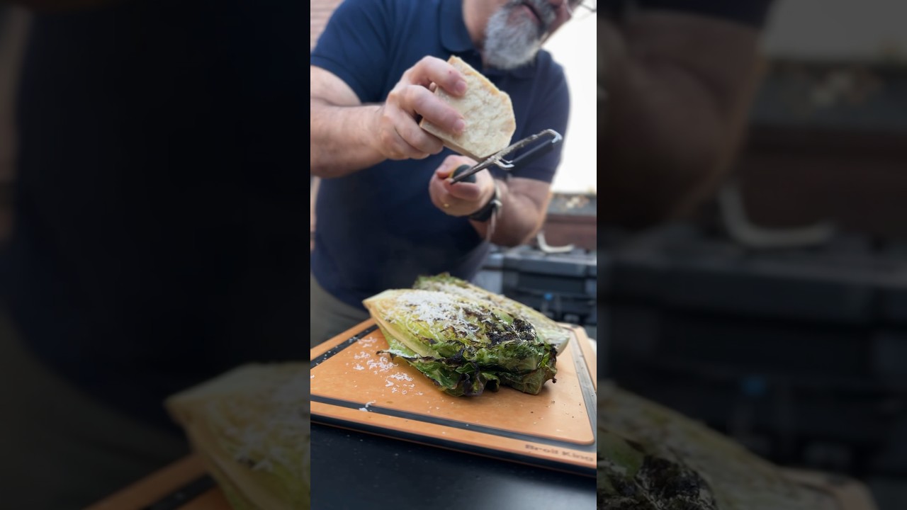 Grilled romaine lettuce with Parmesan - #FebBBQ Day 26