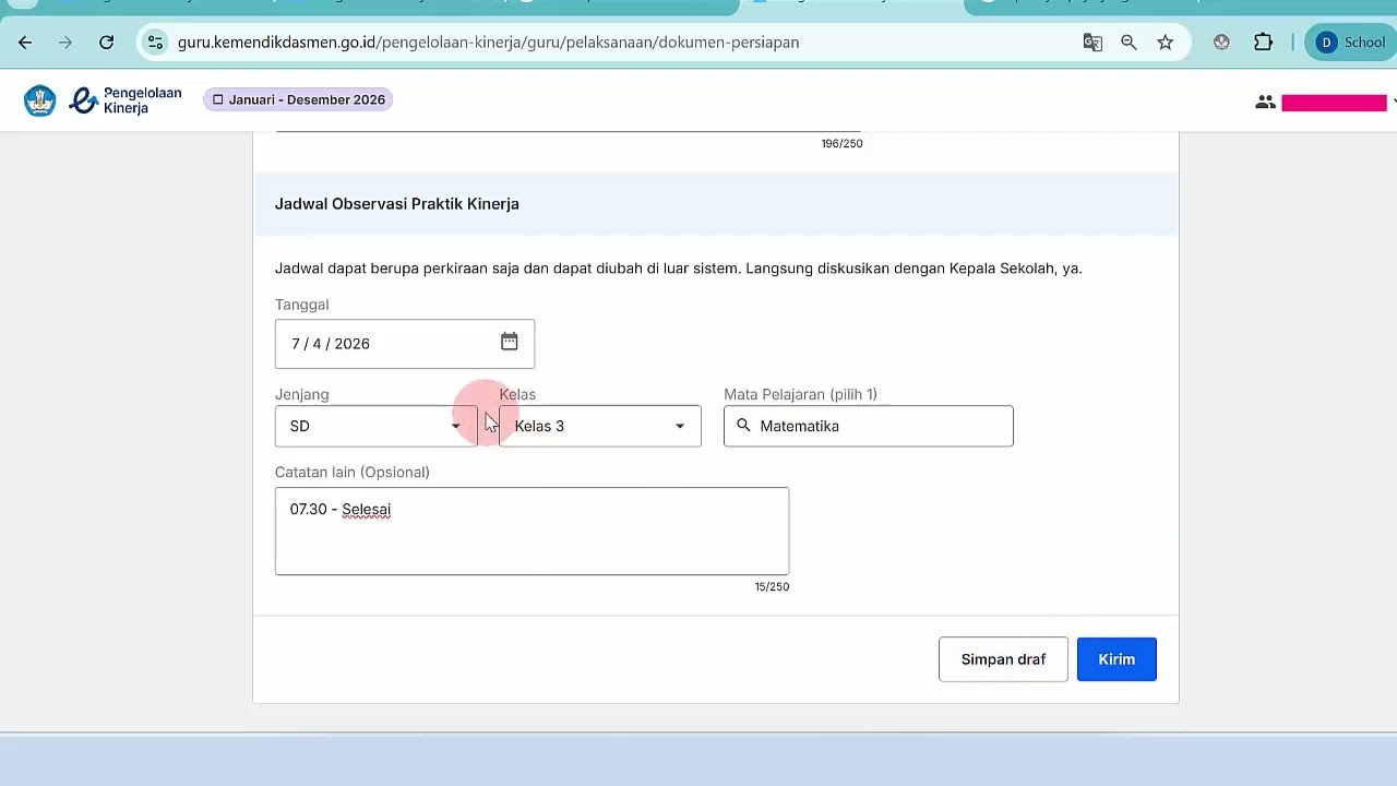 Cara Mempersiapkan Observasi Pengelolaan Kinerja Guru di Ruang GTK 2026 ~ Contoh Isian dan Jadwal