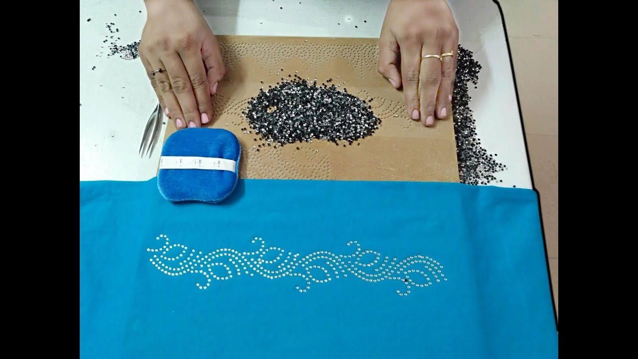 How to Stone Board make a Rhinestone Transfer and Apply to Saree Borders Video