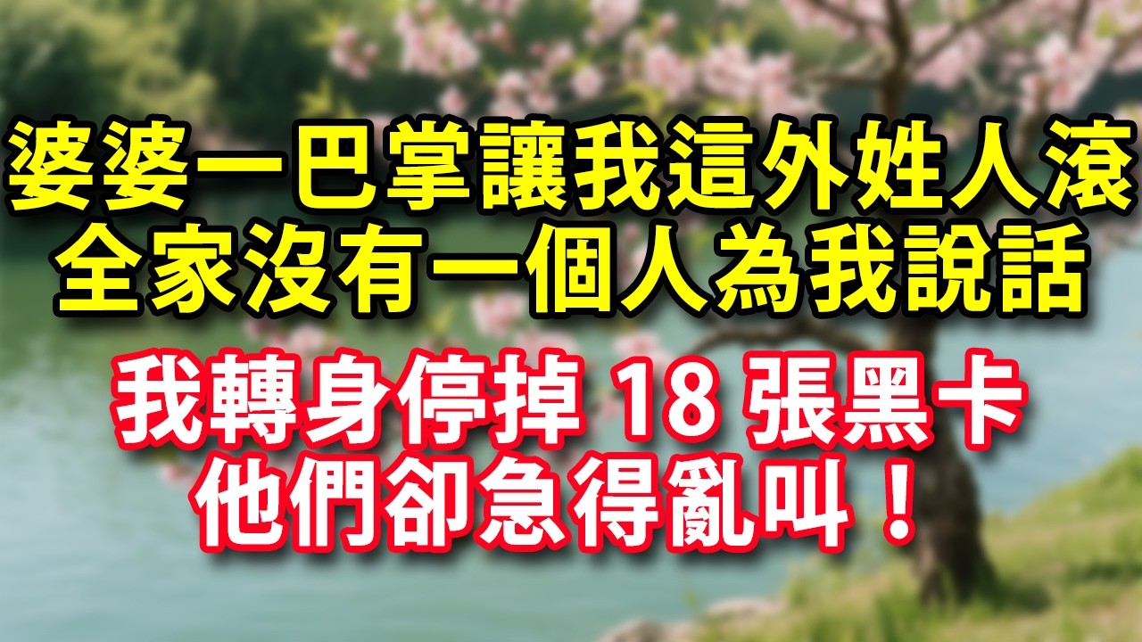 婆婆一巴掌讓我這個外姓人滾  全家沒有一個人為我說話  我轉身停掉18張黑卡 他們卻急得亂叫！#人生感悟 #健康 #情感故事 #婚姻經營 #老年生活 #家庭 #故事