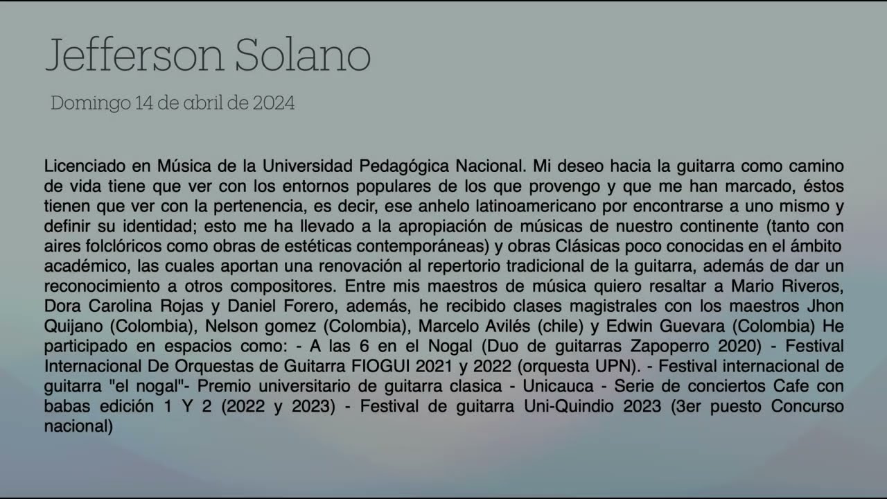 Recital De Guitarra 14 de abril de 2024 - Jefferson Solano