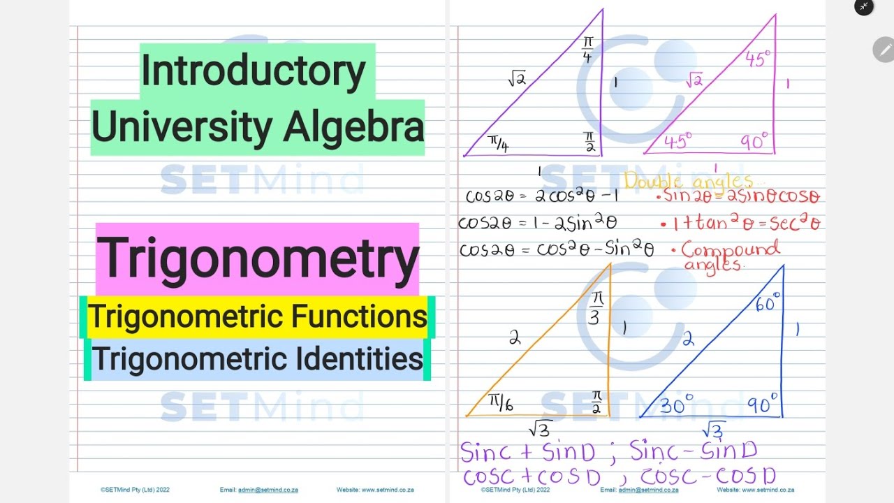 Trigonometry | Trigonometric Functions | Introductory University Algebra|  SETMind Tutoring.