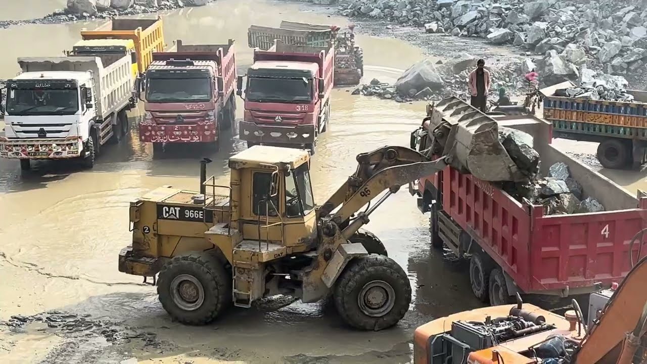 Heavy Rock Loading by Caterpillar Machine | Dumper Truck & Trolley at Work #catterpillar 