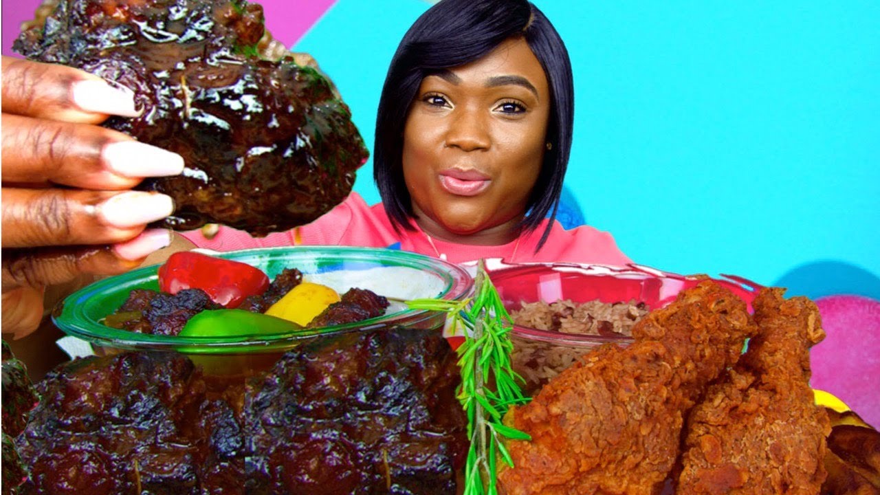 MASSIVE OXTAILS STEW MUKBANG | FRIED CHICKEN |  JAMAICAN MUKBANG