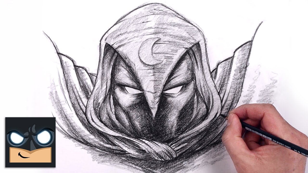 How To Draw Moon Knight | YouTube Studio Sketch Tutorial