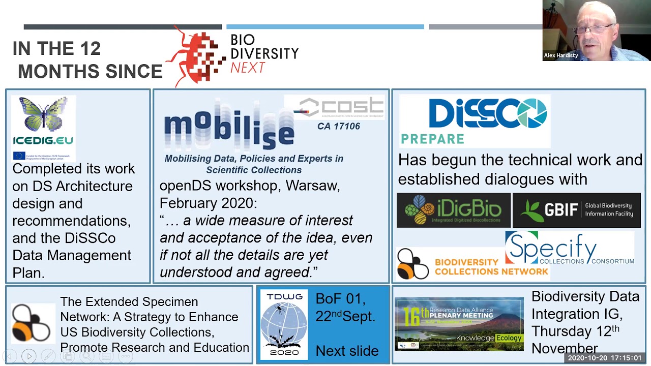 TDWG 2020: Standards development to support transformation of collection data into digital specimens