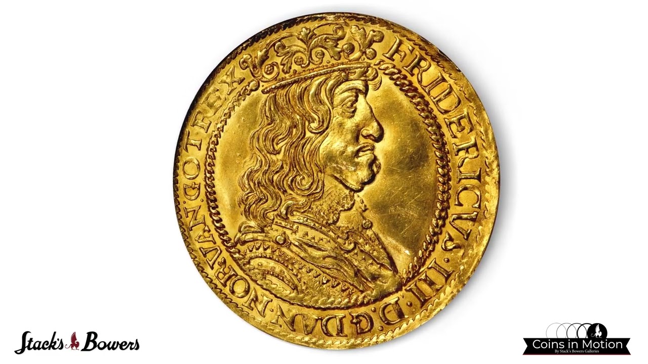 DENMARK. 1/2 Portugaloser (5 Ducats), 1655. Copenhagen Mint. Frederik III. NGC AU-58.