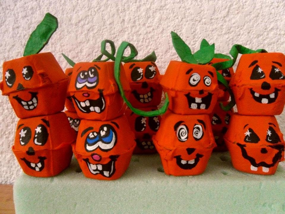 HALLOWEEN:CALABAZAS DE CARTON DE HUEVO * EGG CARTON PUMPKINS
