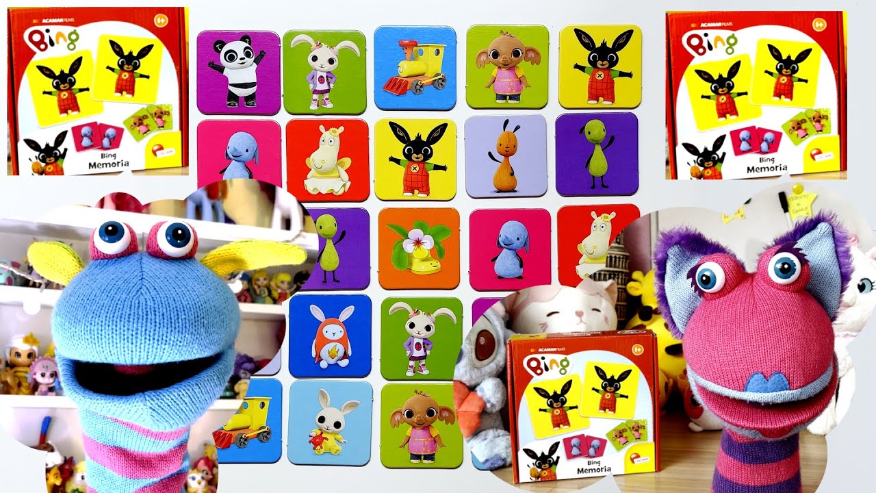 GIOCO MEMORY CON LE CARTE DI BING, PANDO, SULA, COCO, CHARLIE, FLOP, AMMA, HIPPOTY, HOPPITY, PADGET!