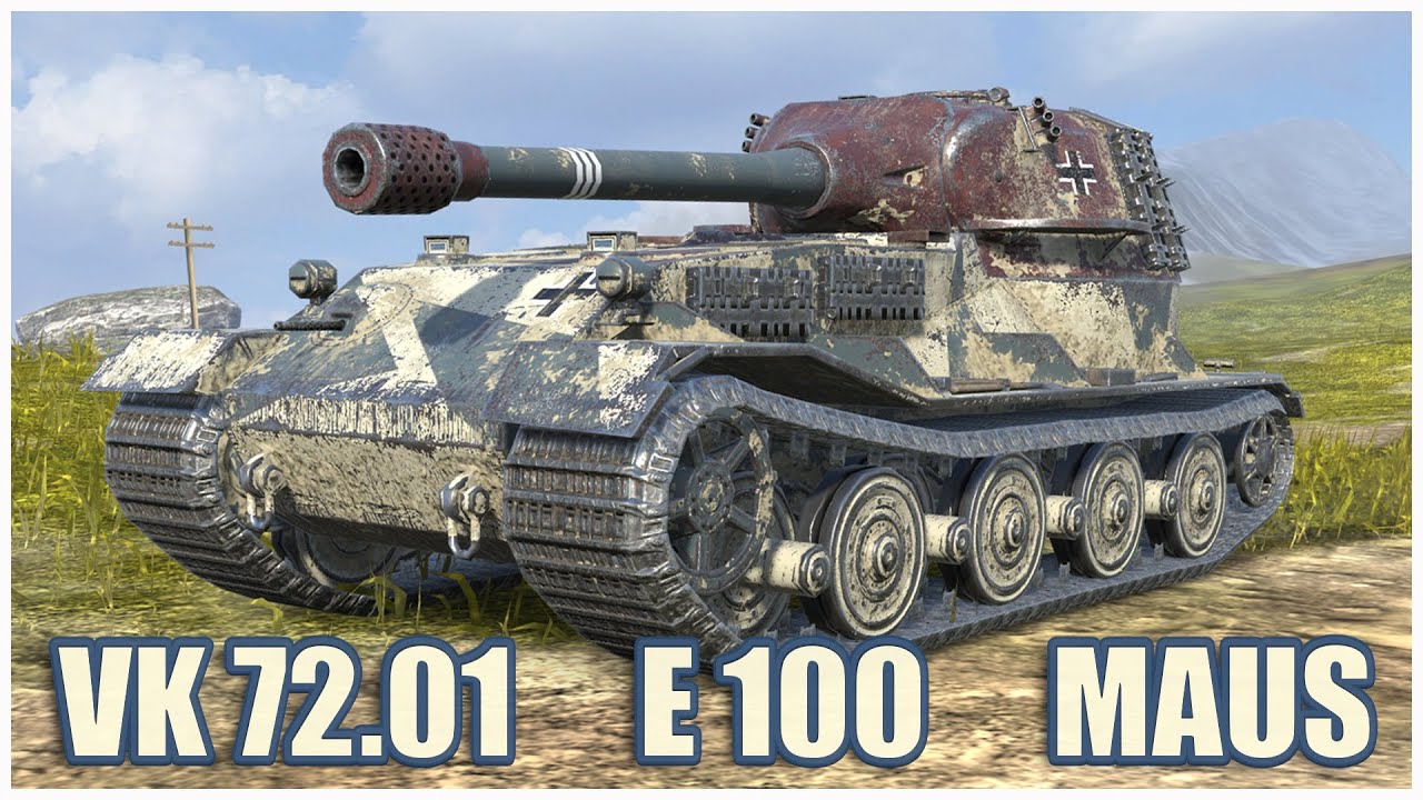 VK 72.01 (K), E 100 & Maus • WoT Blitz Gameplay