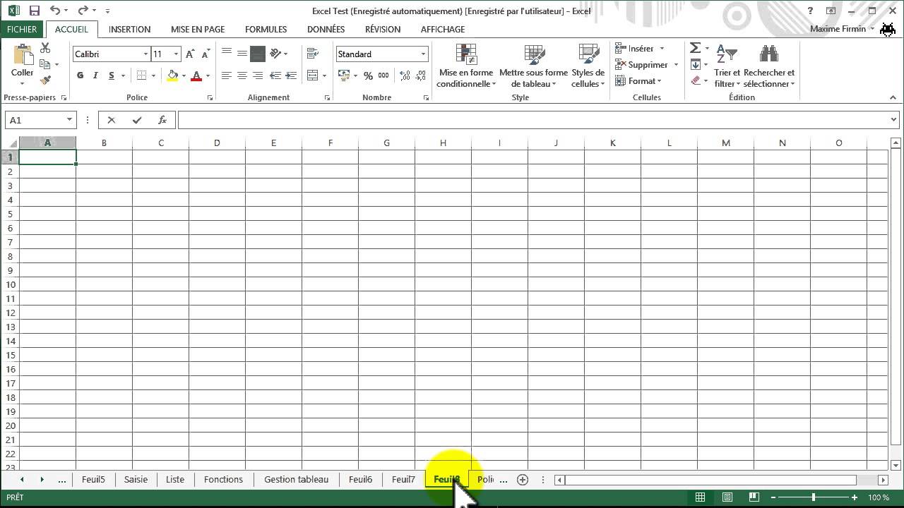 Excel cr&eacute;er une feuille de calcul