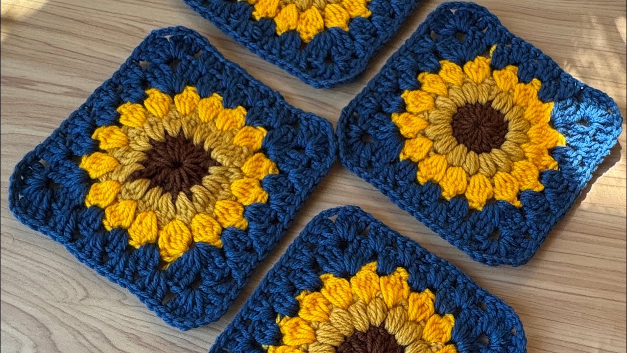 How to Crochet Sunflower Grann Square |Crochet Tutorial Step by Step #crochet 