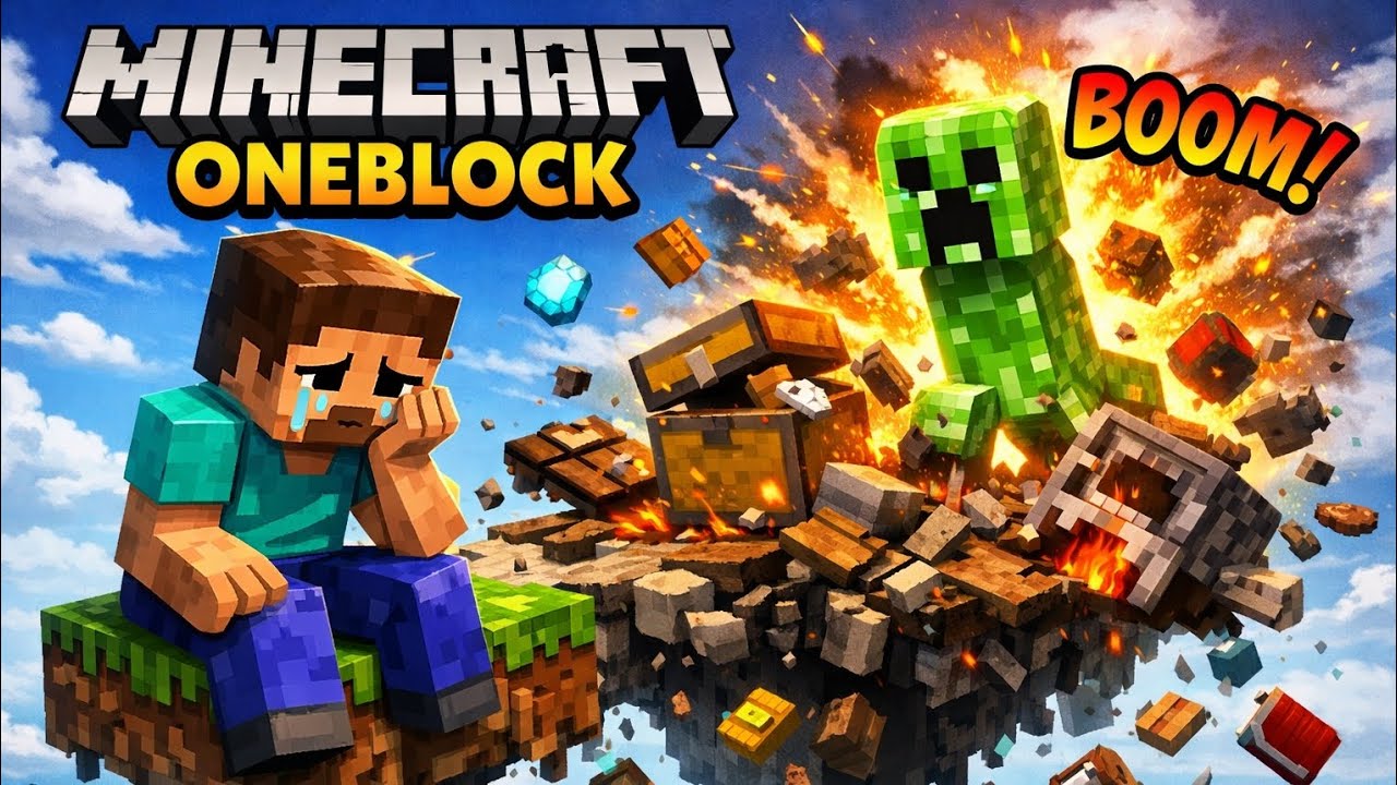 Minecraft one block.A creeper spawned in the base and...😭😨😱#minecraft #oneblock #1million #gaming 