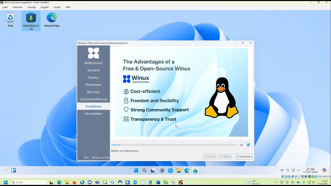 Winux Linux Installation Schritt für Schritt