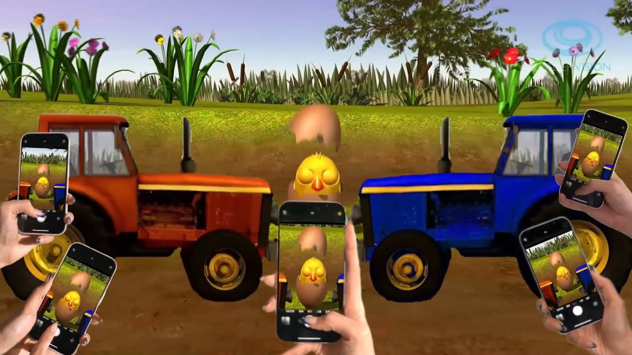 El Pollito Pio en el Tractor 3D Efecto T&uacute;nel de Ne&oacute;n - La Granja de Zenon MEME