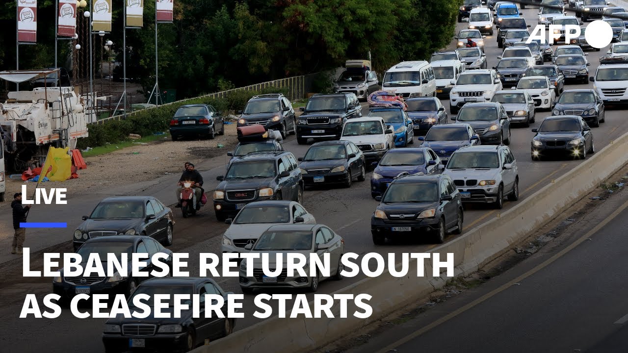 🔴LIVE: Lebanese return to southern Lebanon's Tyre as ceasefire starts | AFP