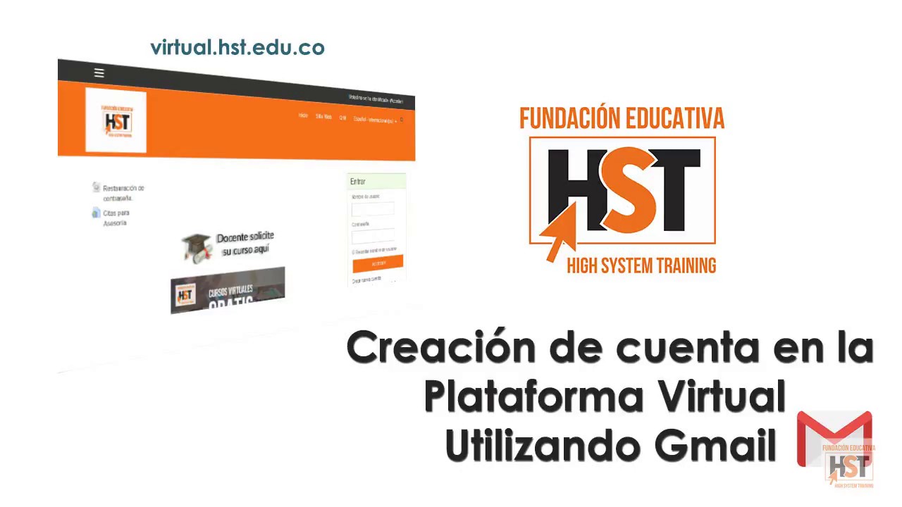 Creaci&oacute;n cuenta de Plataforma Virtual HST con Gmail