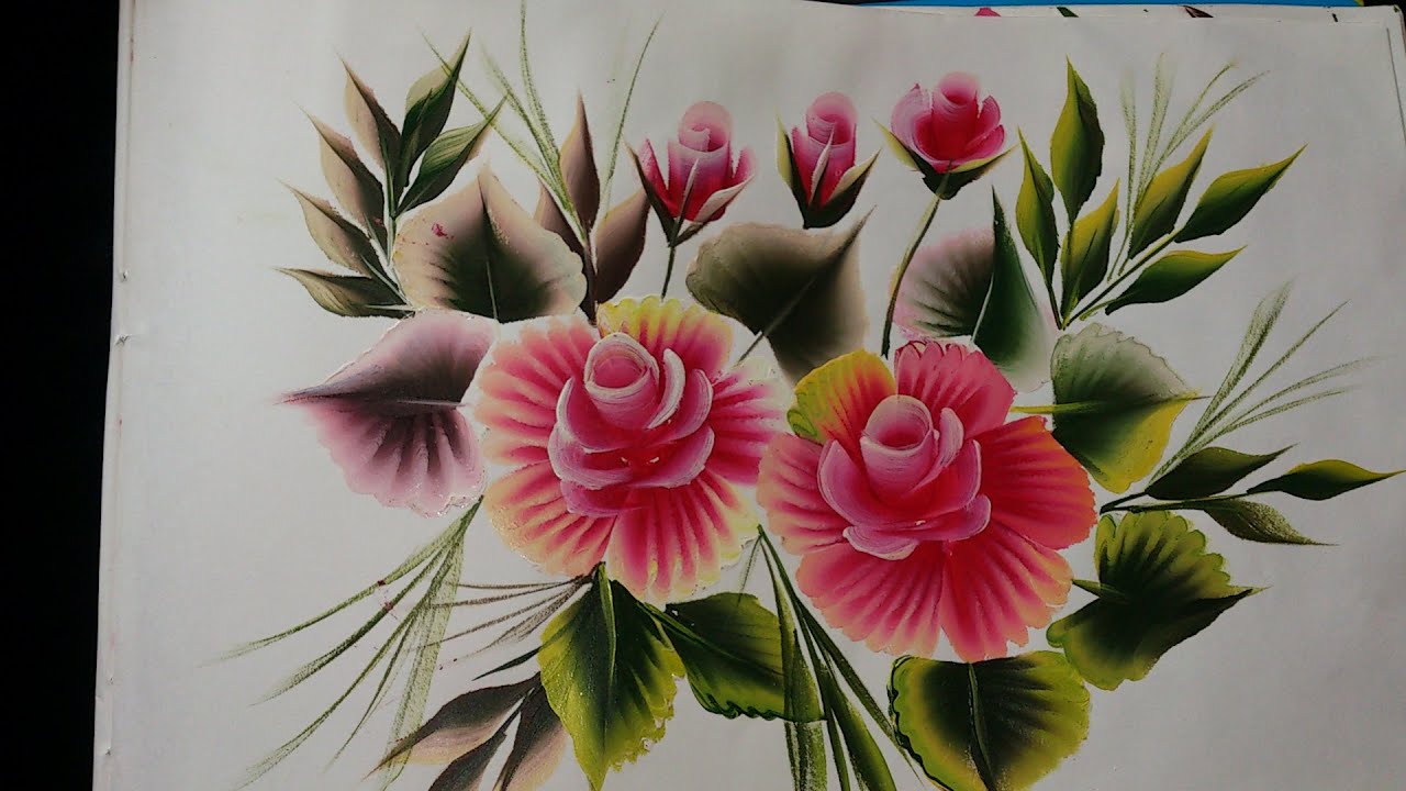 Painting-One stroke painting-cabbage rose painting-leisha's galaxy.