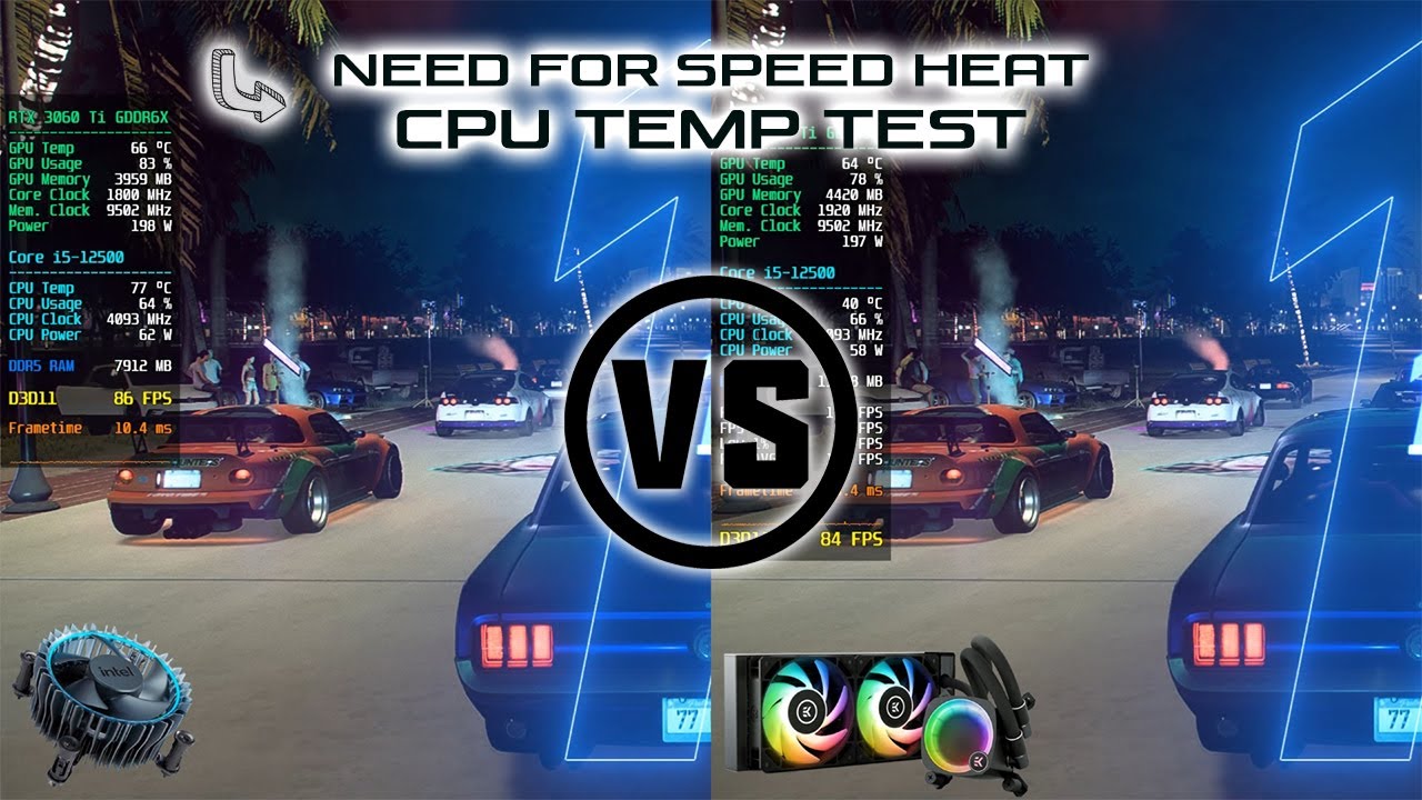 Intel Stock Cooler Vs. Ek-nucleus Aio Cr240 in Need For Speed Heat
