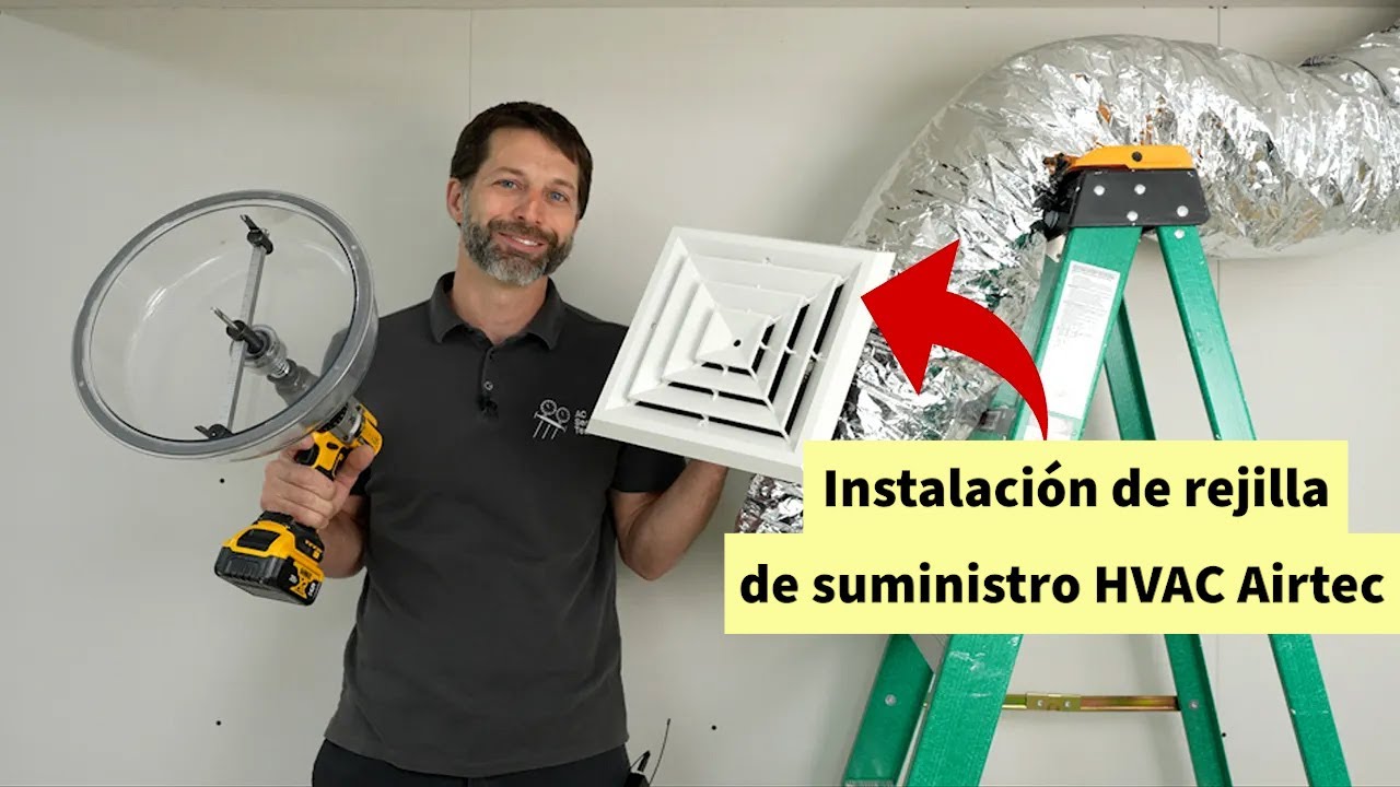 Instalación de rejilla de suministro HVAC Airtec en el techo - Orificio, conexión de ductería