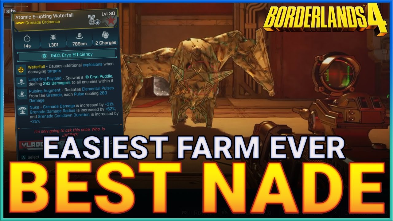 EASY LEGENDARY FARM HAS INSANE GRENADE MOD - Borderlands 4 Waterfall Grenade Mod