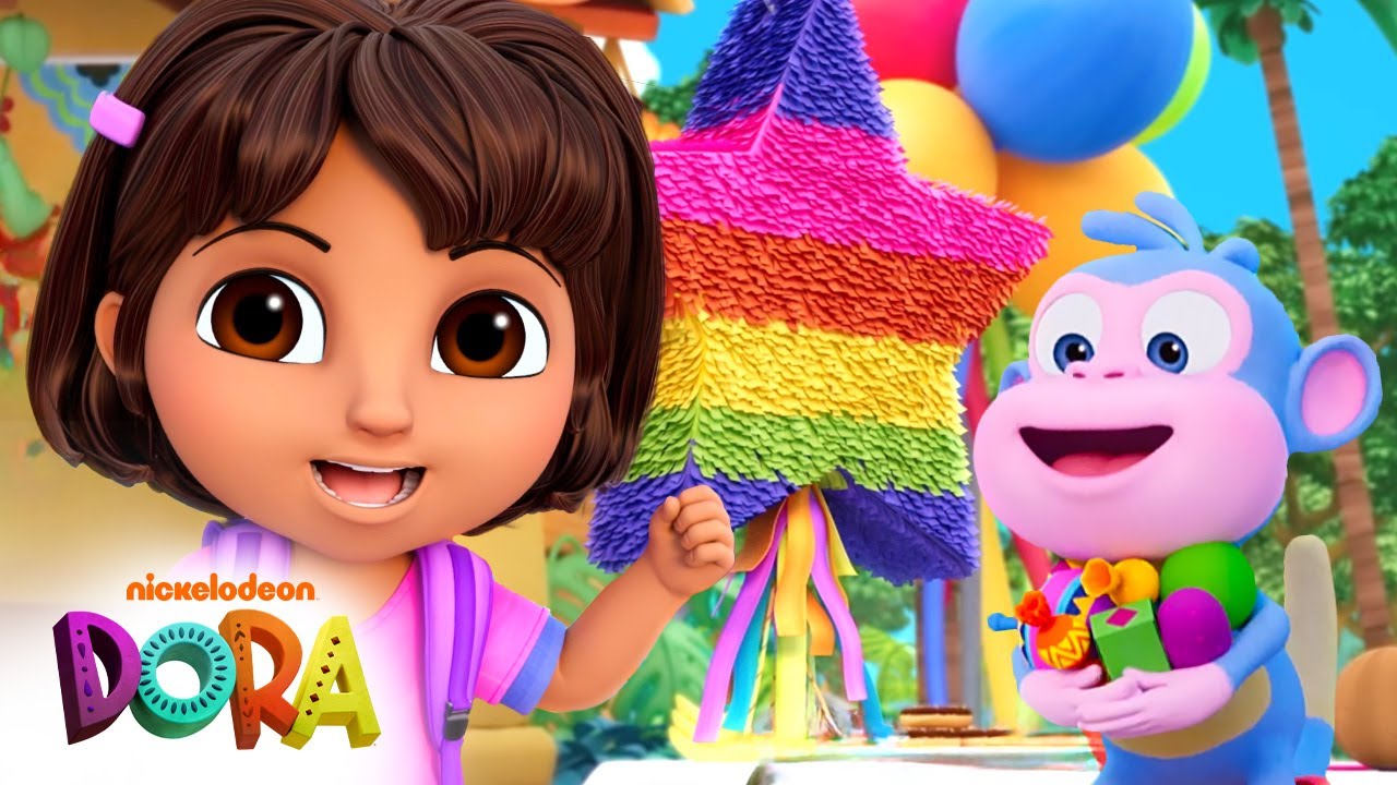 Dora and Boots have a Piñata Fiesta! w/ Swiper 🪅 Full Scene | Dora & Friends