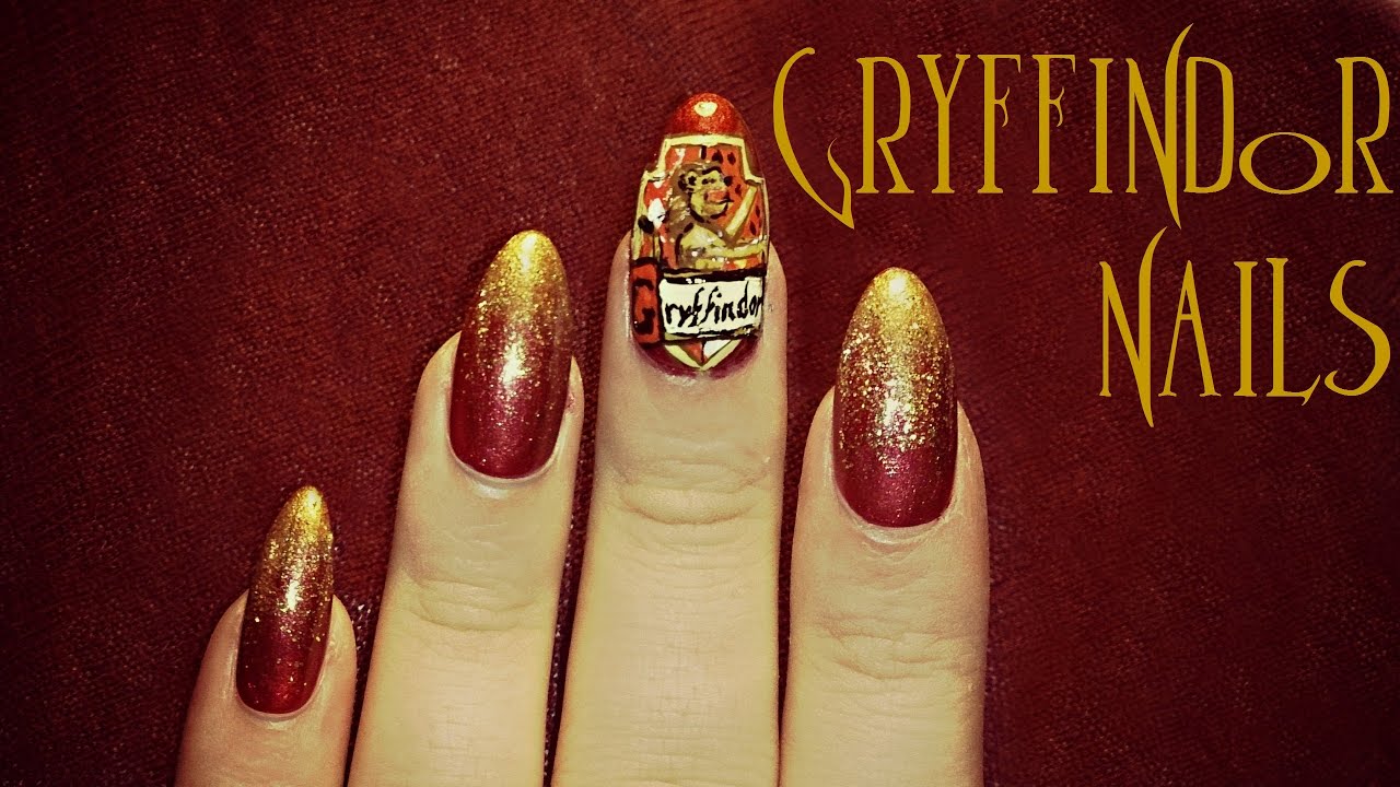 Harry Potter Gryffindor Nail Art