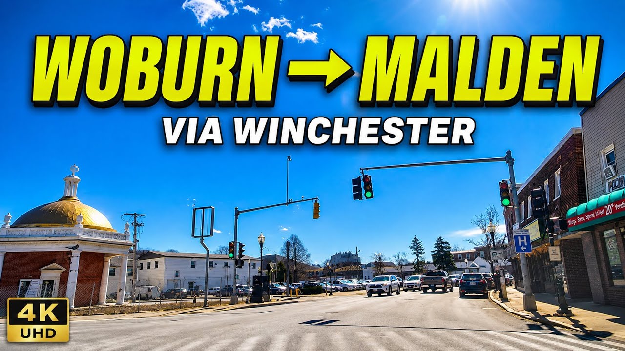🚕 Main Street Woburn to Highland Ave Malden Massachusetts | 4K Scenic Suburban Drive (3/17/22)
