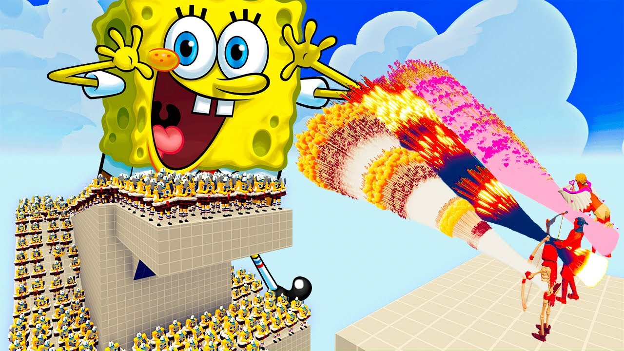100x SPONGE BOB + 1x GIANT vs 3x EVERY GOD   Totally Accurate Battle Simulator TABS
