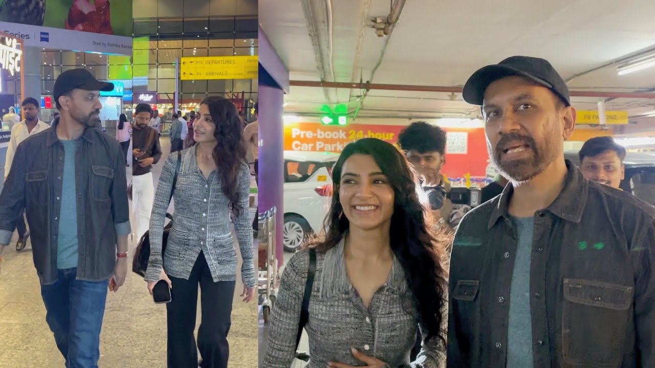 Samantha and Her Husband Raj Nidimoru Visuals at Mumbai Airport