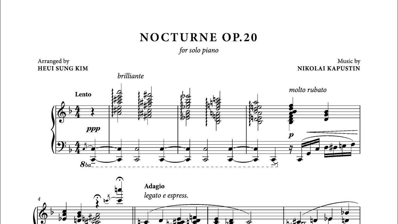 Nikolai Kapustin Nocturne Op.20 Arr. Heui Sung Kim @hesangasong