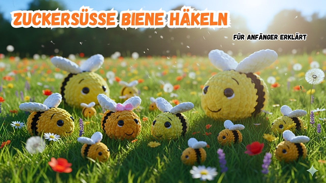 Einfache zuckersüße Biene häkeln 🐝 🌸 für Anfänger erklärt #tutorial #häkeln #crochet #amigurumi
