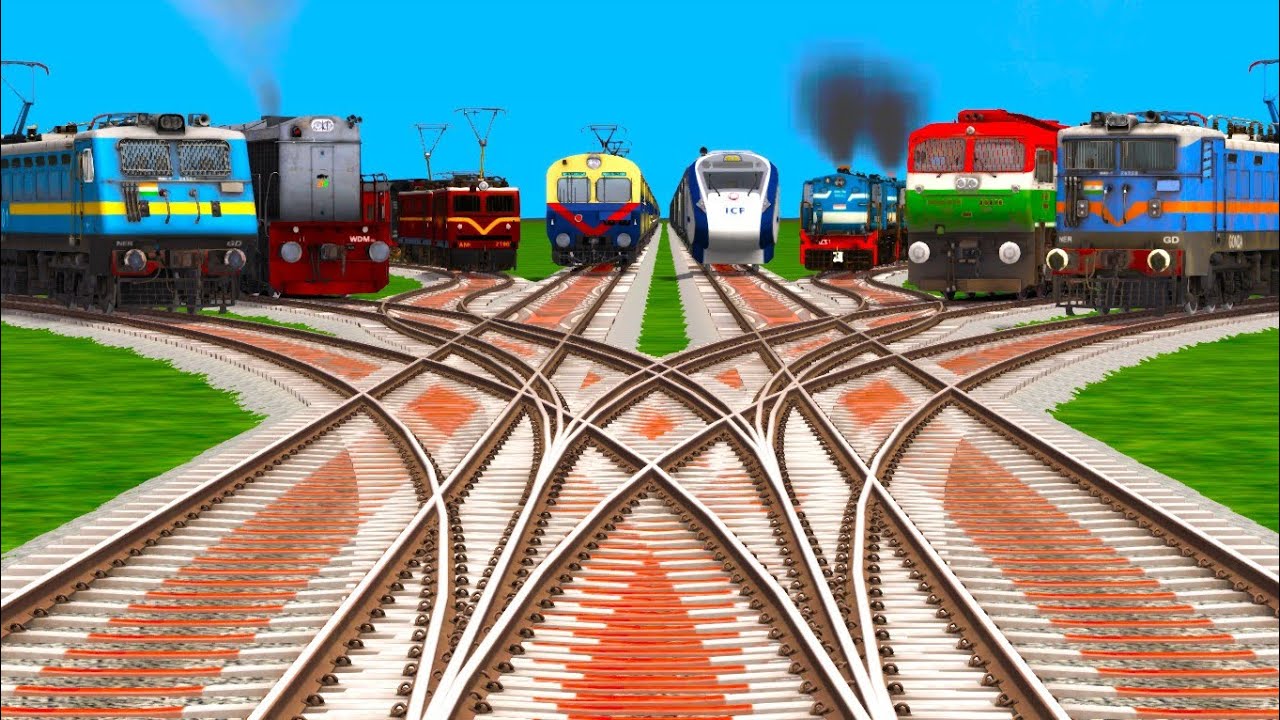 8* TRAINS FAST Running INDIAN EXPRESS CROSSING AT CURVED DIDMOND ❤️RAILROAD TRACKS ll train Cross