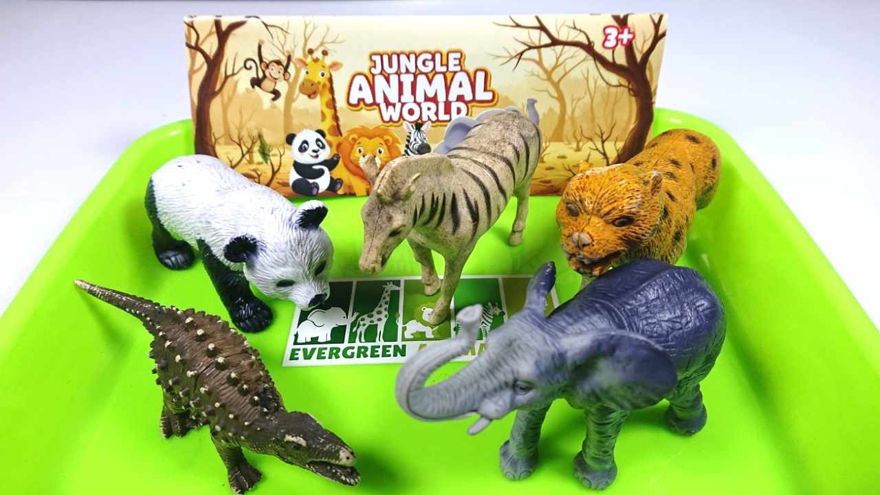 Panda Elephant Giraffe Tiger Lion Rhinoceros Animal Toys, #ASMR #panda #animals