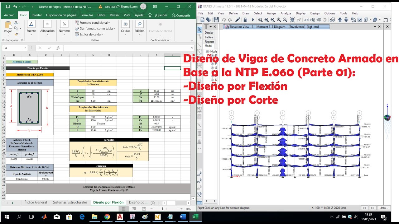 Diseño de Vigas de Concreto Armado - Método de la NTP E.060 - Parte I (Diseño a Flexión y por Corte)