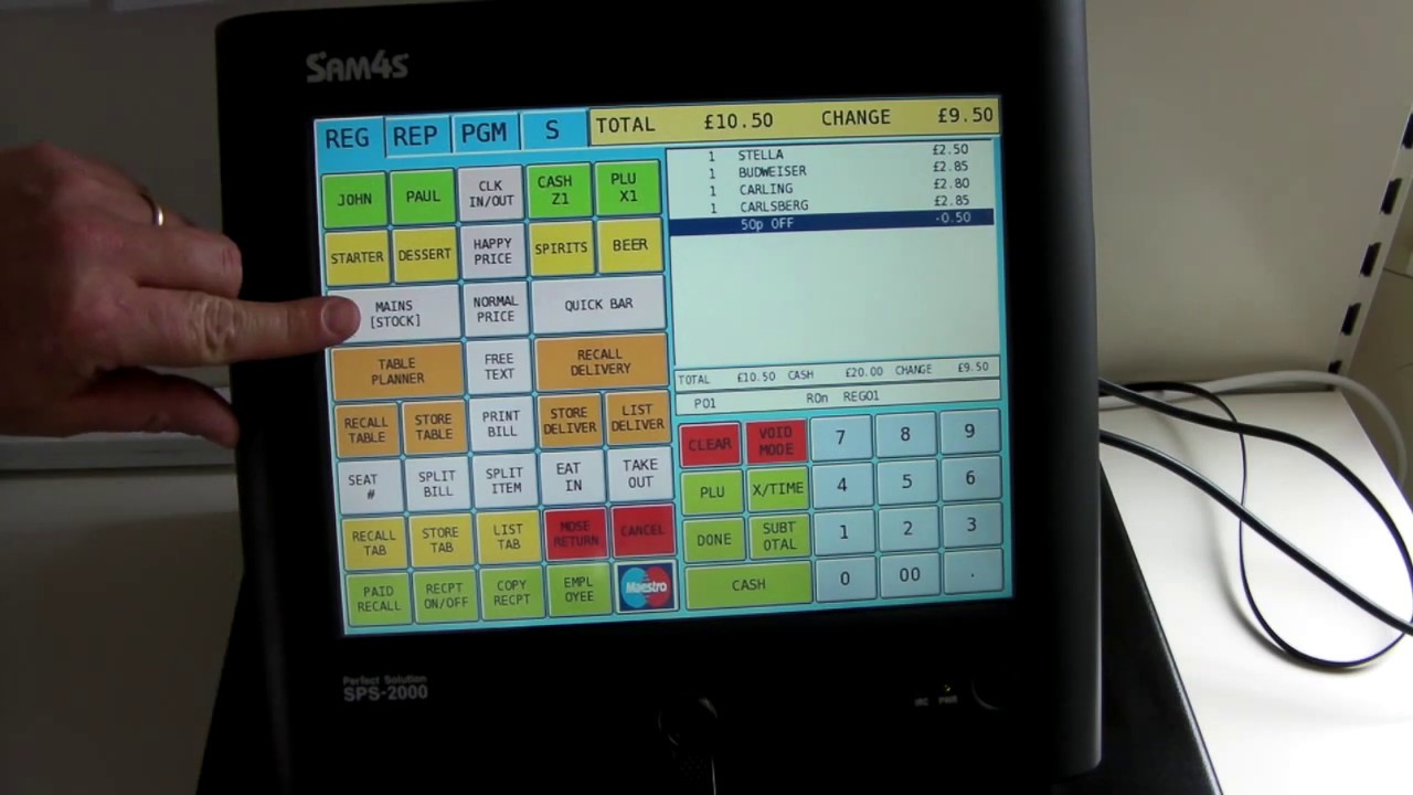 Sam4s SPS2000 / SPS-2000 Touchscreen Pub Till EPoS System Sales Demonstration /  How To Use Tutorial