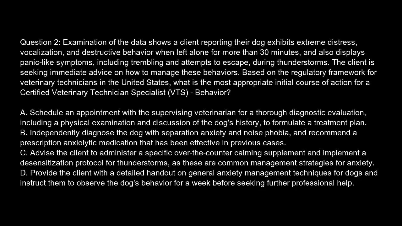 Certified Veterinary Technician Specialist  VTS    Behavior Free Practice Test And Answers Updated