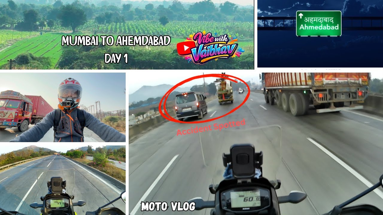 Almost Car Accident! Bach Gaye 😨 | Mumbai to Ahmedabad Solo Ride – Day 1