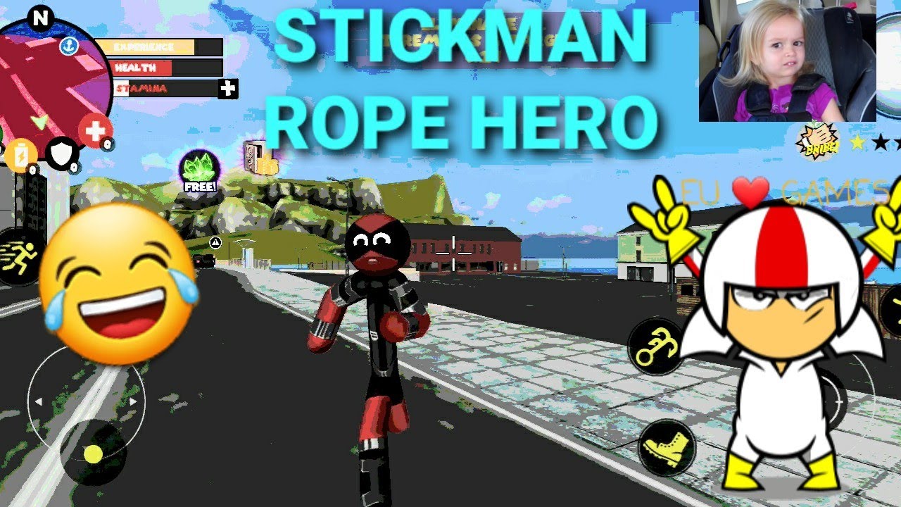 Mais zueira no jogo Stickman Rope Hero.