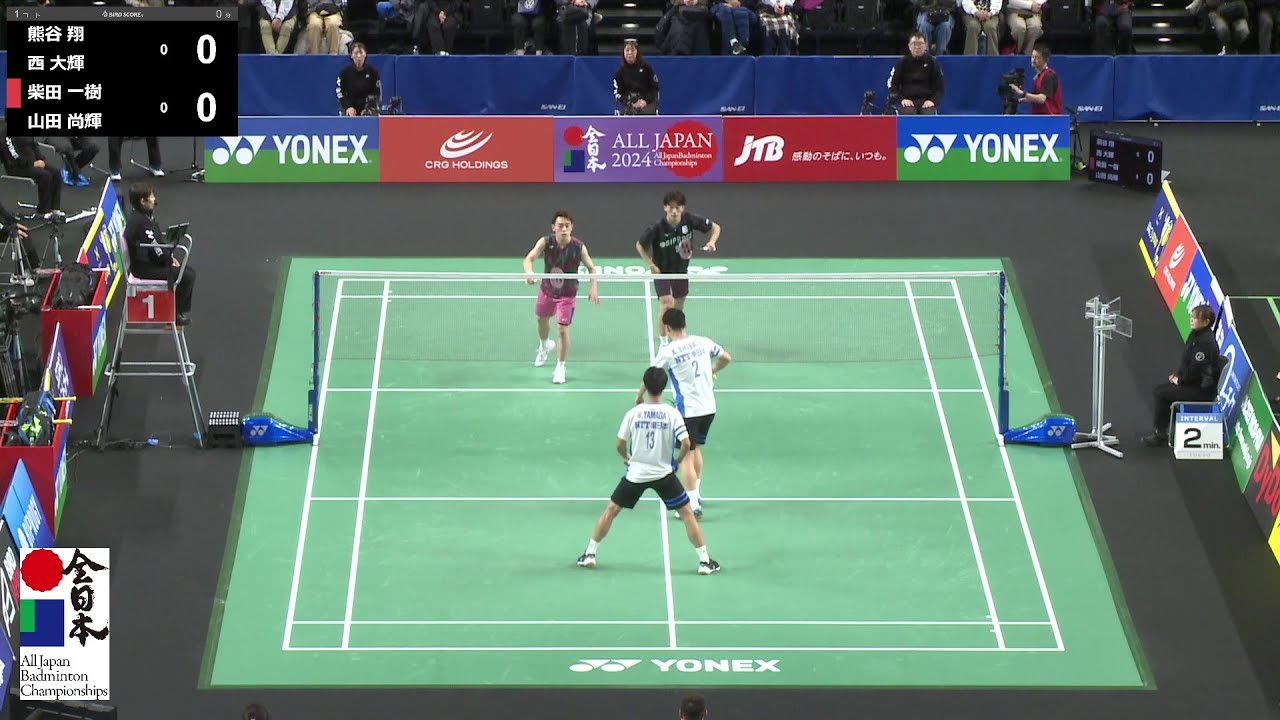 【総合2024】男子ダブルス準々決勝｜熊谷翔（BIPROGY）／西大輝（龍谷大学）vs 柴田一樹／山田尚輝（NTT東日本）