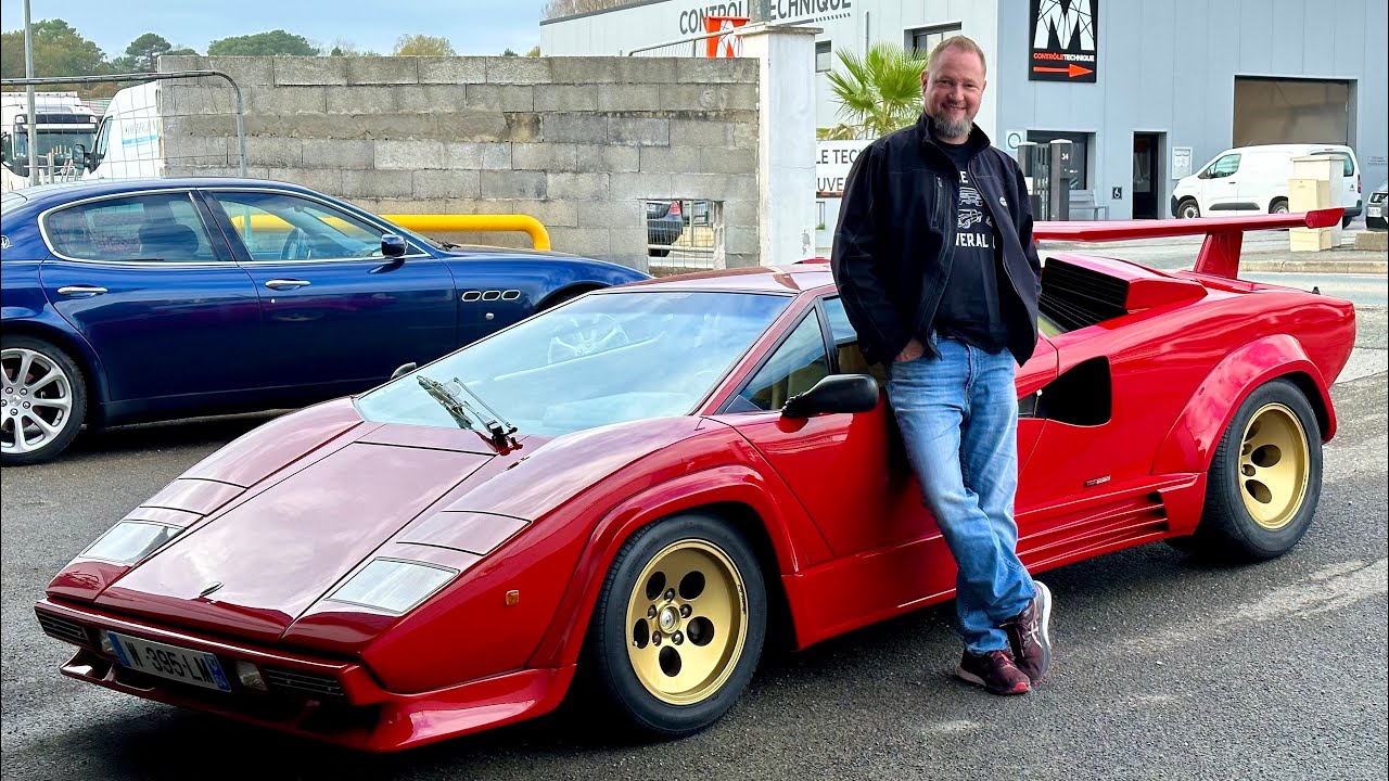 Beautiful 1988 Lamborghini Countach 5000QV Test Drive Through French Basque Coast